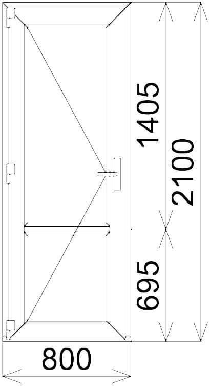 Пластиковая входная дверь 2100x800