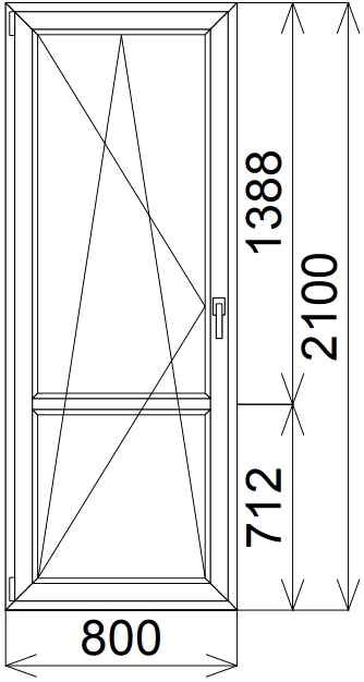 Пластиковая межкомнатная дверь 2100x800
